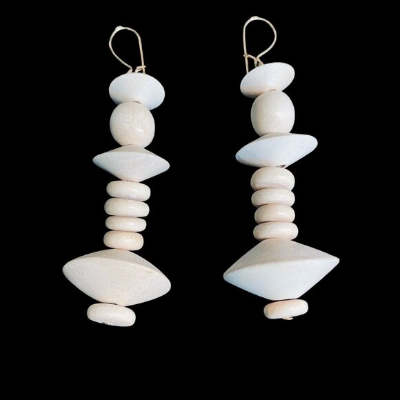 Boho Natural Wood Bead Necklace Earrings Set Chunky Statement Artisan Jewelry - Picture 10 of 10